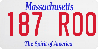 MA license plate 187RO0
