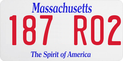 MA license plate 187RO2