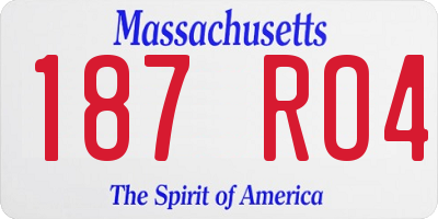 MA license plate 187RO4