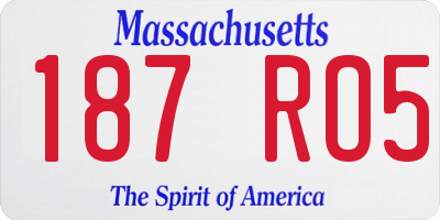 MA license plate 187RO5
