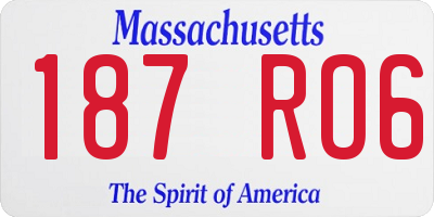 MA license plate 187RO6