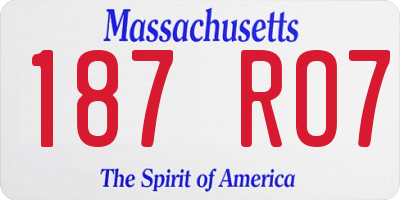 MA license plate 187RO7