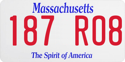 MA license plate 187RO8