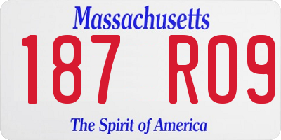 MA license plate 187RO9