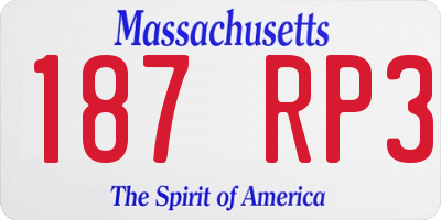 MA license plate 187RP3