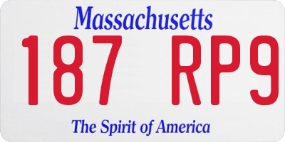 MA license plate 187RP9