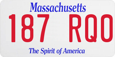 MA license plate 187RQ0