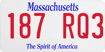 MA license plate 187RQ3