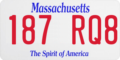 MA license plate 187RQ8