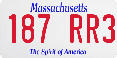 MA license plate 187RR3