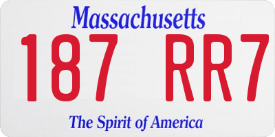 MA license plate 187RR7