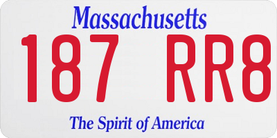 MA license plate 187RR8