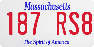 MA license plate 187RS8