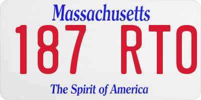 MA license plate 187RT0