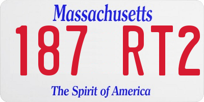 MA license plate 187RT2
