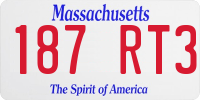 MA license plate 187RT3