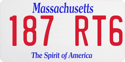MA license plate 187RT6
