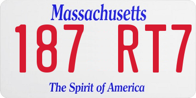 MA license plate 187RT7