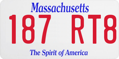 MA license plate 187RT8