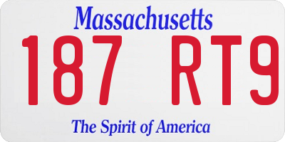 MA license plate 187RT9