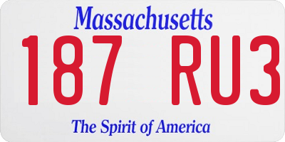 MA license plate 187RU3