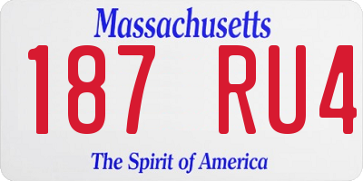 MA license plate 187RU4