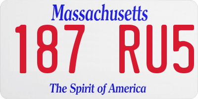 MA license plate 187RU5