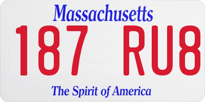 MA license plate 187RU8