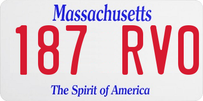 MA license plate 187RV0