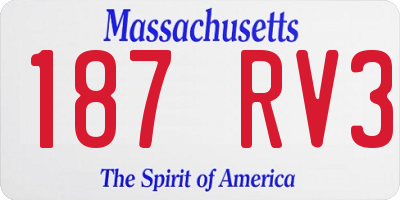 MA license plate 187RV3