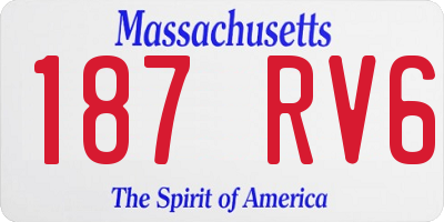 MA license plate 187RV6