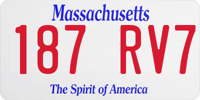 MA license plate 187RV7