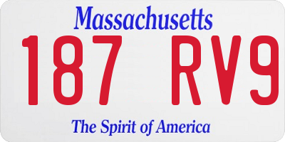 MA license plate 187RV9