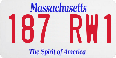 MA license plate 187RW1