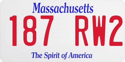MA license plate 187RW2