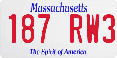 MA license plate 187RW3
