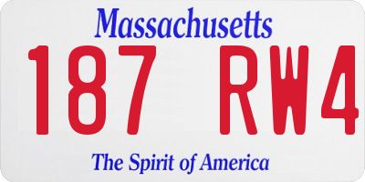 MA license plate 187RW4