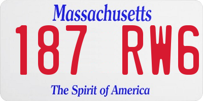 MA license plate 187RW6