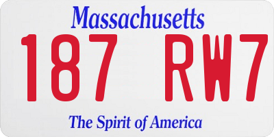 MA license plate 187RW7