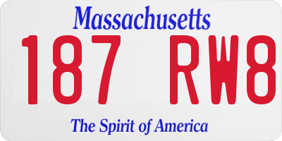MA license plate 187RW8