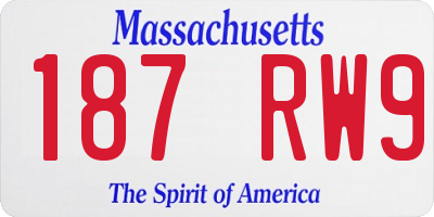 MA license plate 187RW9