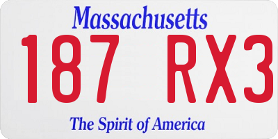 MA license plate 187RX3