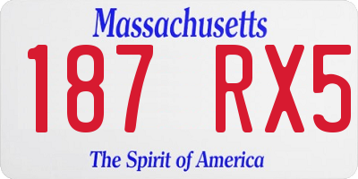 MA license plate 187RX5