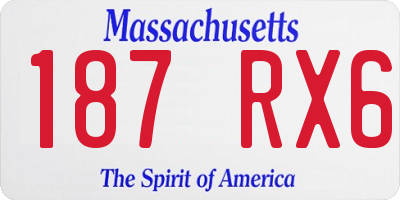 MA license plate 187RX6
