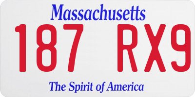 MA license plate 187RX9