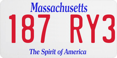 MA license plate 187RY3