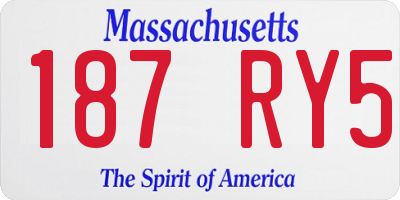 MA license plate 187RY5