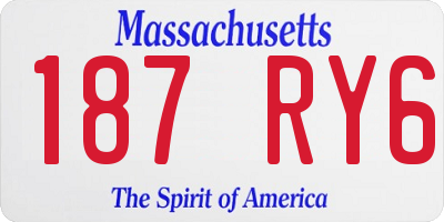 MA license plate 187RY6