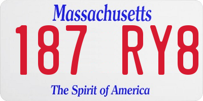 MA license plate 187RY8