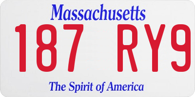 MA license plate 187RY9